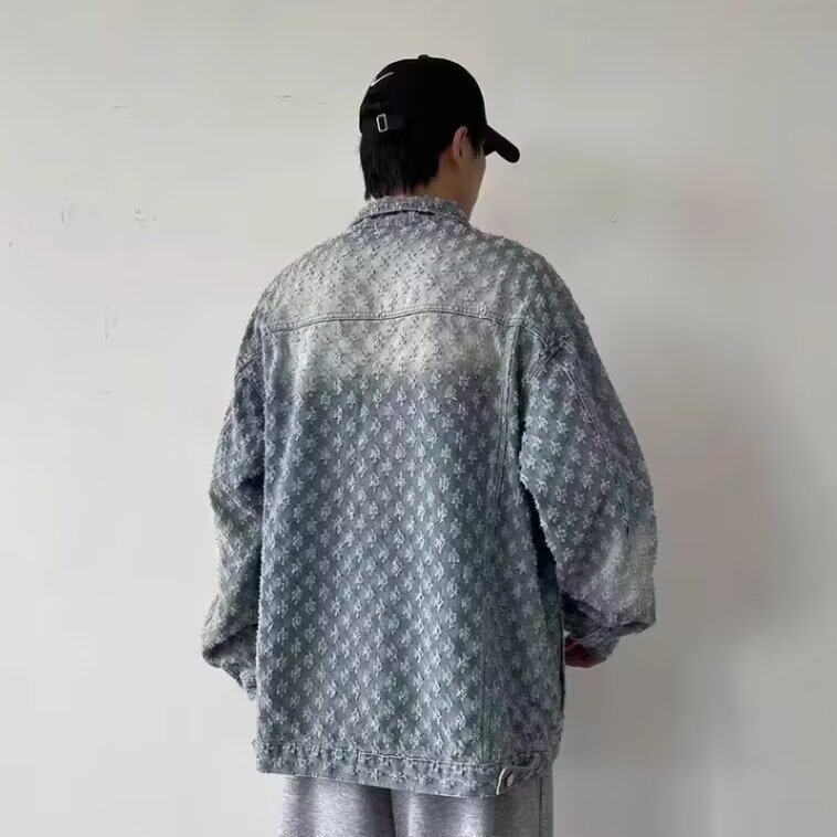 美式复古提花牛仔外套设计感小众休闲百搭夹克上衣潮W035-P62网图,男装工装外套,电商B245