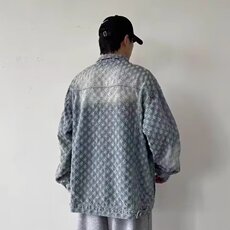 美式复古提花牛仔外套设计感小众休闲百搭夹克上衣潮W035-P62网图，男装工装外套，电商B245