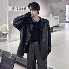 自家图高品质鳄鱼纹中性潮牌机车服pu皮衣夹克外套男1517-P108，男装夹克，星座910-5