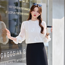 BAO现货2026春季新款时尚气质优雅立体织花减龄显瘦长袖百搭衬衣，女装衬衫，火爆靓佳人