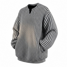 美式高街千鸟格子长袖T恤男女亨利V领英伦雅痞休闲宽松长袖打底衫，男装T恤，电商A443