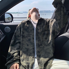 衬衫男秋季新款港风宽松大码灯芯绒扎染长袖衬衫CS8108-P42，男装衬衫，星座214-3