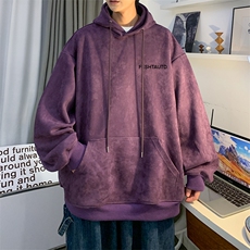 美式麂皮绒潮流字母印花宽松休闲连帽卫衣JK23351特批43控69，男装卫衣，星座605(原A050)