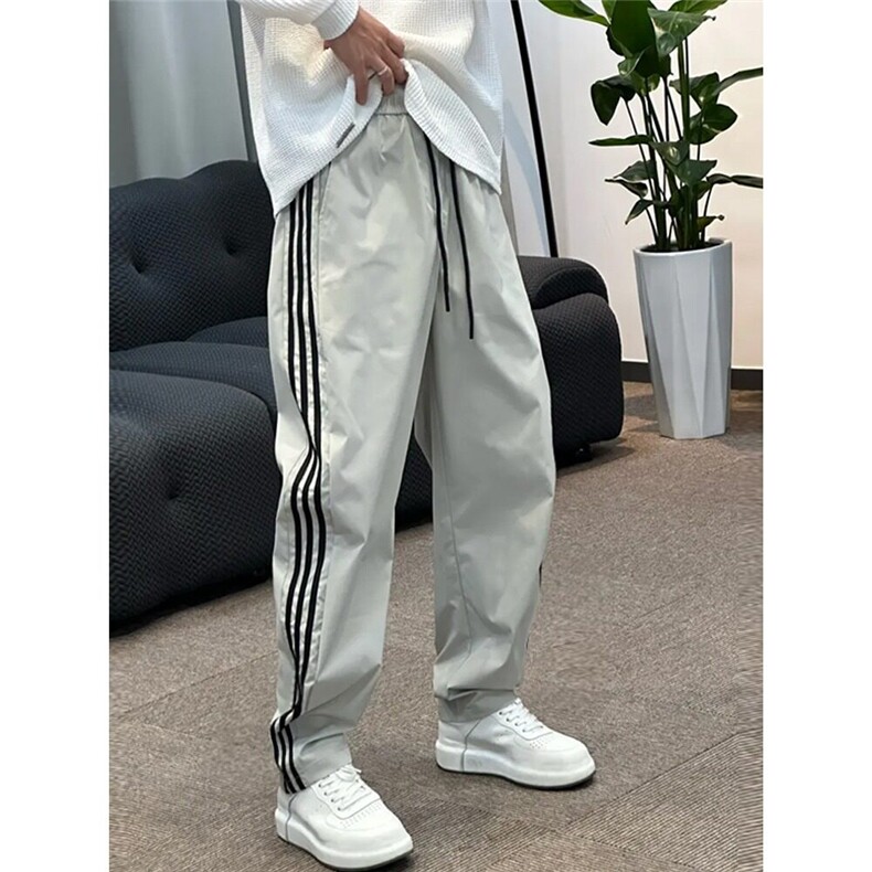 夏季薄款速干裤男士冰丝休闲长裤直筒运动裤潮流拖地裤情侣阔腿裤,男装休闲裤,星座506A
