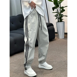夏季薄款速干裤男士冰丝休闲长裤直筒运动裤潮流拖地裤情侣阔腿裤图片