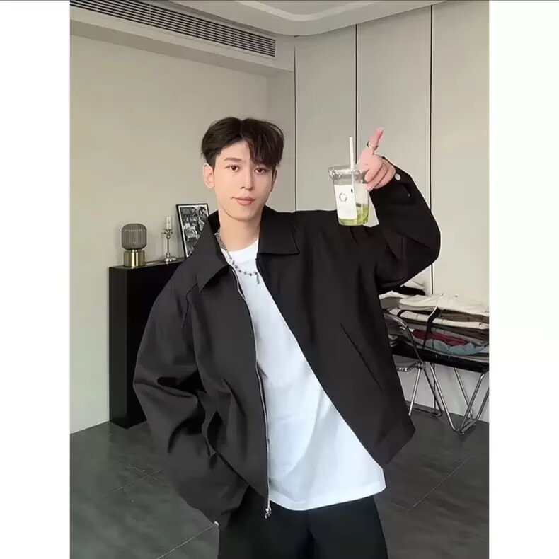 美式复古西装外套春秋廓形正肩棒球服成熟稳重男装夹克W6760-P58,男装夹克,星座412-1