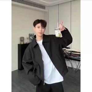 美式复古西装外套春秋廓形正肩棒球服成熟稳重男装夹克W6760-P58图片