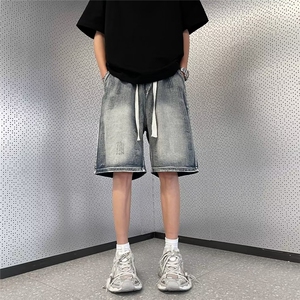 牛仔短裤男夏季薄款中裤潮流美式宽松百搭休闲五分裤DK0709-P40图片