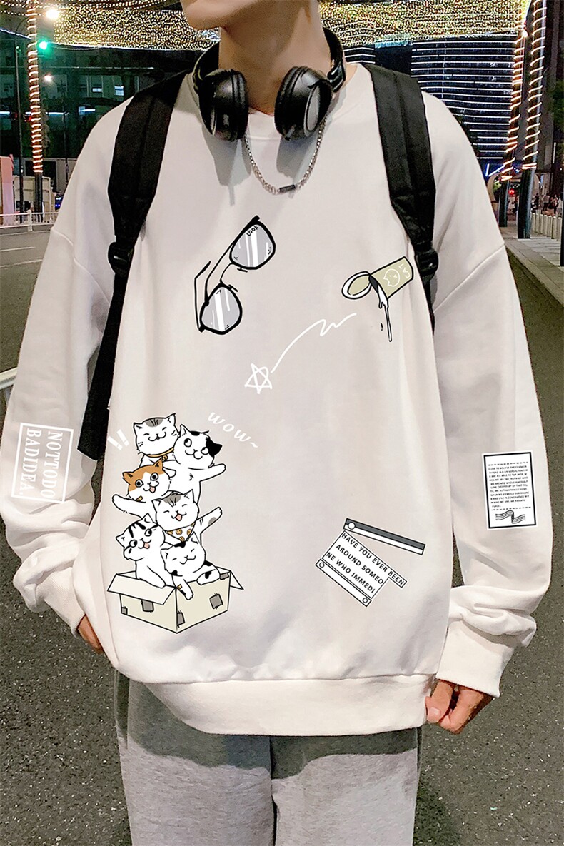S6115-P28加绒款-P33秋季圆领卫衣男大码韩版宽松长袖外套,男装卫衣,电商A040