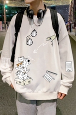 S6115-P28加绒款-P33秋季圆领卫衣男大码韩版宽松长袖外套，男装卫衣，电商A040