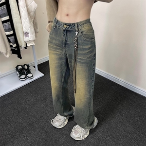 秋季新款时尚潮男百搭宽松牛仔裤男图片