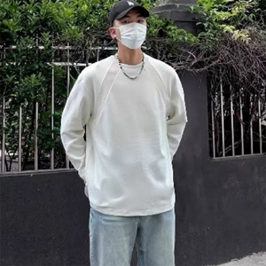 抖音得物品质26春装美式高街曼巴棉螺纹拼接卫衣圆领长袖T恤YT164图片