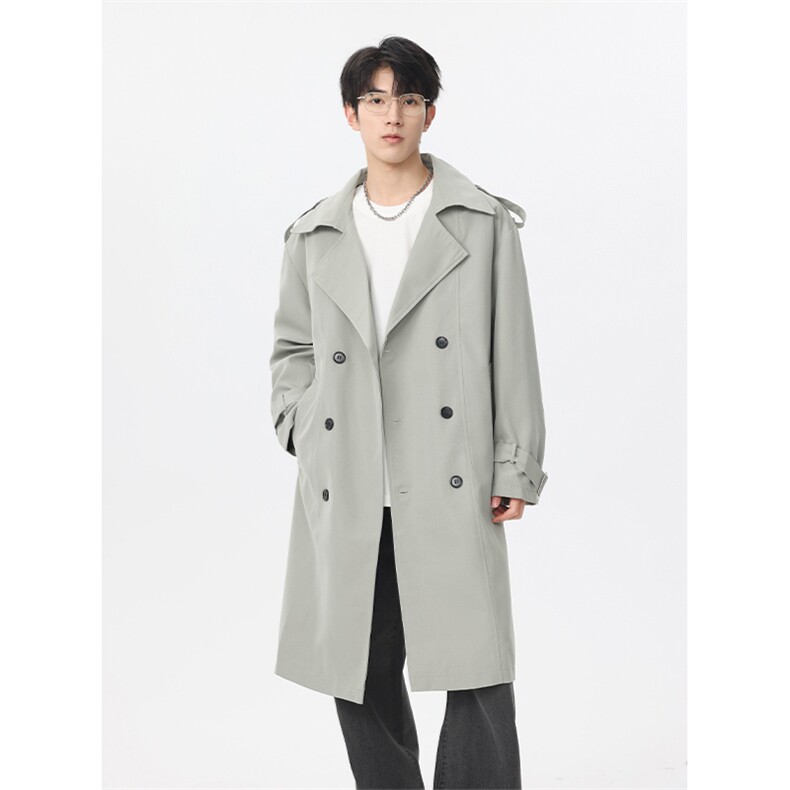 春季2026中长款韩版风衣排扣高级感长款外套男Q5579-TP85138,男装风衣,电商A102