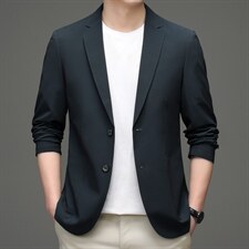 秋季新款2022宽松免烫男士西服长袖外套薄款翻领上衣时尚百搭，男装西服，电商B212（原钱塘6029）