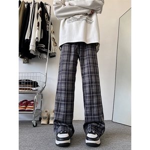 现货宽松直筒慵懒格子大码阔腿裤休闲裤 DSA059-ZK7950-P45 控68图片