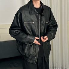 现货-水洗质感复古皮外套男pu机车服潮牌痞帅夹克-AP23106-P115，男装夹克，电商A351