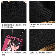 半高领毛衣男士大码针织衫男毛线衣男网格M18353-P45加绒款-P65，男装针织衫/毛衣，电商A040A