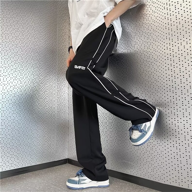 夏季休闲裤男潮牌ins垂感直筒裤子宽松港风潮流阔腿裤K4504-P35图片