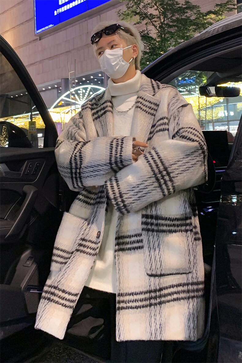 男士中长款毛呢大衣冬季新款夹棉加厚港风潮流男风衣外套Y21-P115,男装风衣,电商B295
