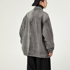 秋季新款牛仔夹克男潮牌美式复古水洗宽松高级感休闲西装外套，男装夹克，星座410-7