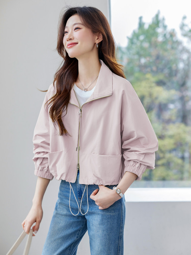 正品2025新款依尚街区短款长袖短外套女百搭休闲,女装风衣,微微衣阁