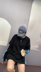 牛仔拼接卫衣,女装卫衣/绒衫,Q.P