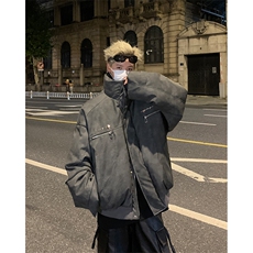 405A美式复古个性金属设计短款皮衣棉服MY24916-特批108控178，男装皮衣，星座405A