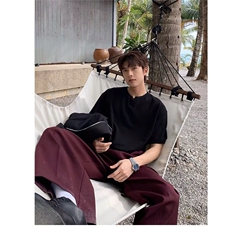 【网图现货】美式宽松冰氧空气层短袖T恤男T36/P35，男装T恤，星座205-3