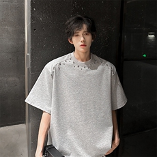 现货T恤垫肩美式复古高街手工珍珠设计潮男短袖A071-T63-P45，男装T恤，电商A071