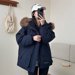 2025年冬季新款棉衣女藏青色工装棉服派克服短款加厚宽松学生外套图片
