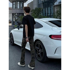 美式复古迷彩微喇工装裤男女cleanfit修身牛仔裤SXK397P51，男装牛仔裤，星座1112-1