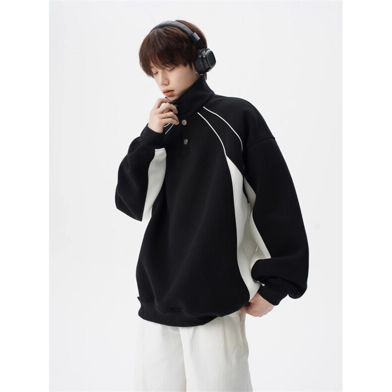 5444-P73美式撞色拼接休闲潮牌运动立领卫衣,女装卫衣/绒衫,星座617A-2