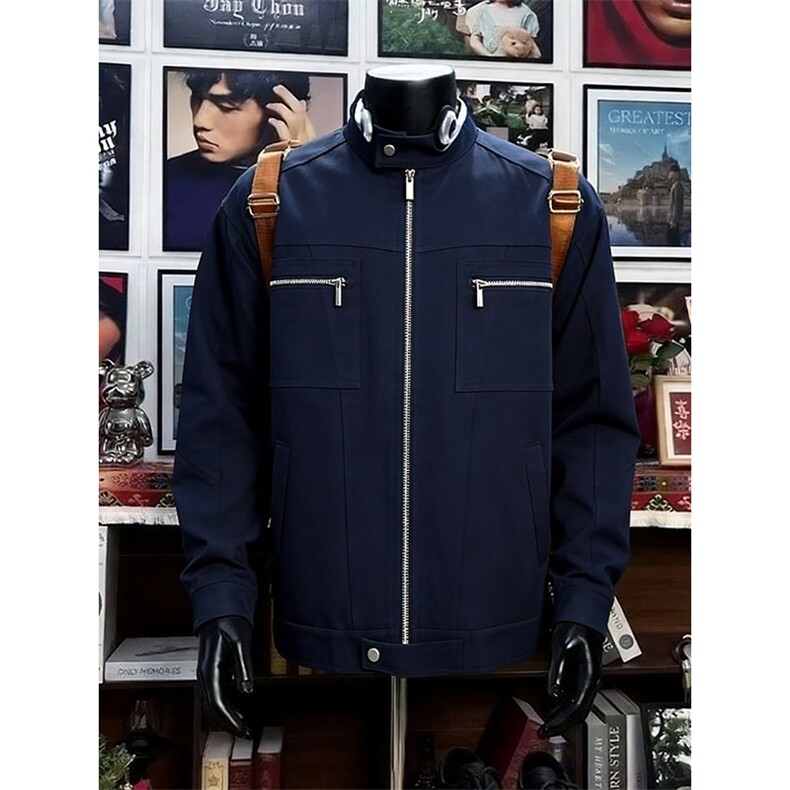26春装高品质老钱风立领夹克外套男女美式潮牌拉链工装风宽松上衣，男装夹克，电商A486