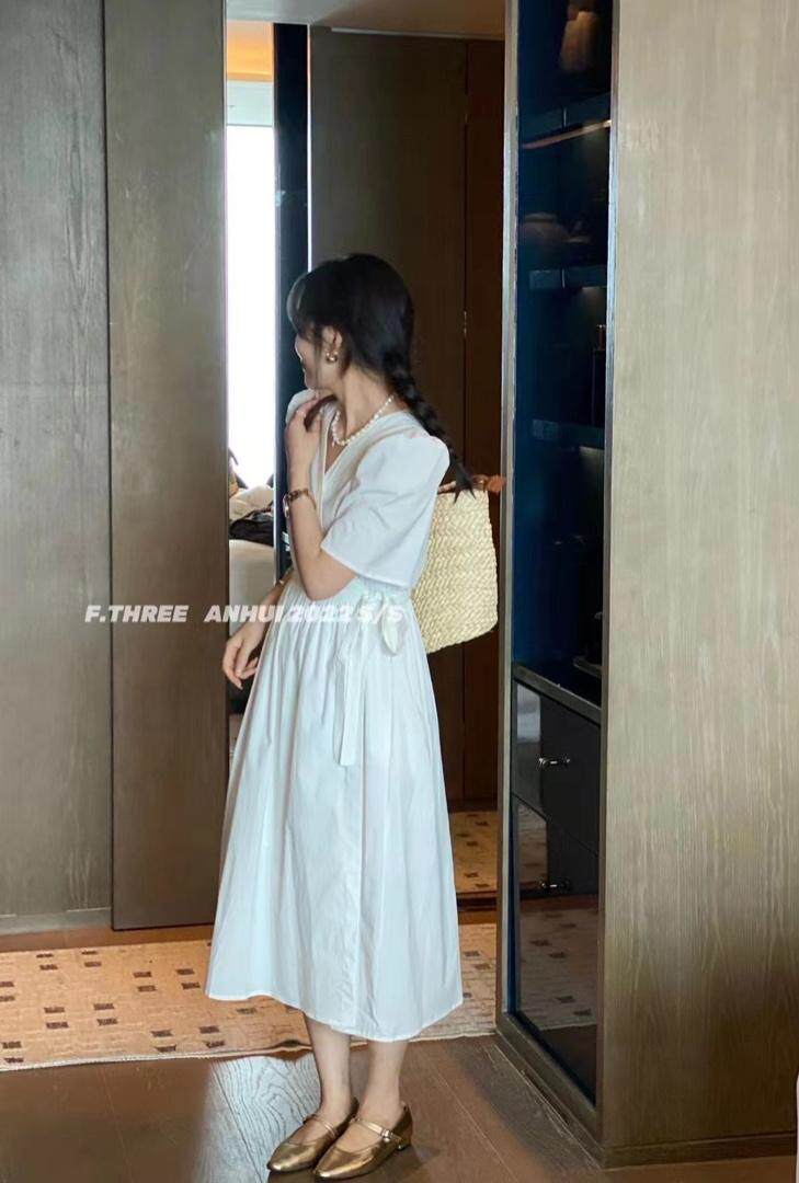 【夏季新款】韩版腰部绑带设计连衣裙，女装连衣裙，玩美