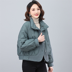 全年备货~2023冬季新款羽绒服毛线拼接短款白鸭绒外套图片