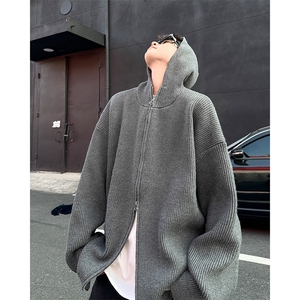 B326P55秋冬拉链开衫连帽毛衣外套纯色男装上衣,男装针织衫/毛衣,星座512-6