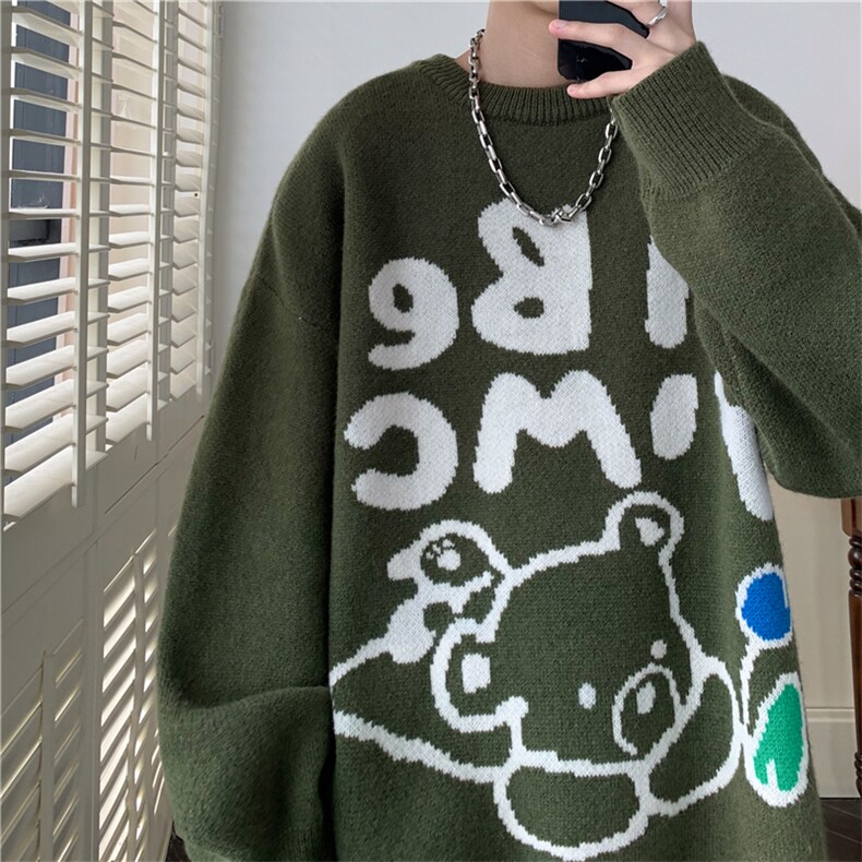 EQ322卡通提花毛衣男冬季2024新款针织衫港风ins潮流，男装针织衫/毛衣，电商C306-1