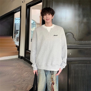 抖音得物高品质印花 秋美式高街宽松结构假两件设计潮卫衣AW9201图片