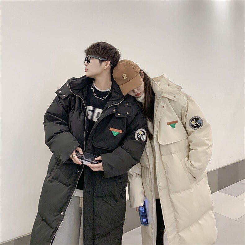 情侣装冬季中长款加厚连帽棉衣港风潮流学生棉服棉袄MY668-148,男装棉衣,星座812
