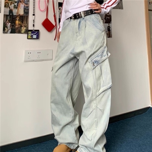DN0092-P60抖音高品质大口袋牛仔裤男秋季高街水洗裤-网图现货图片