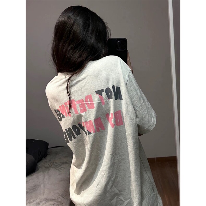 抖音得物 210克现货宽松纯棉美式潮牌印花落肩袖纯棉T恤AT21142图片