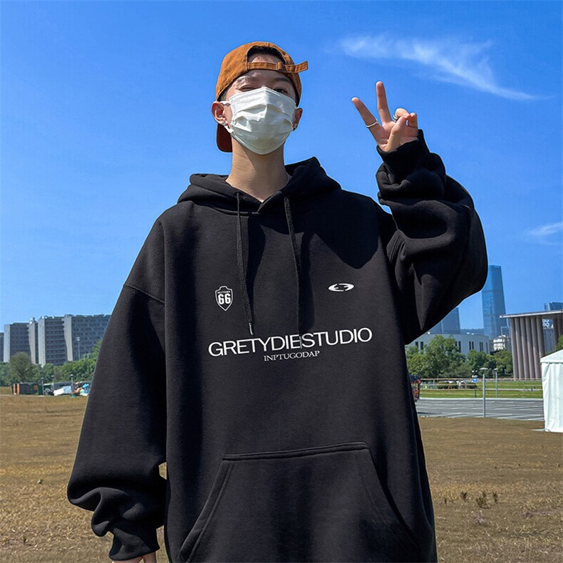 抖音得物供货可提供视频秋冬重磅美式宽松连帽卫衣DL2305,男装卫衣,电商A486