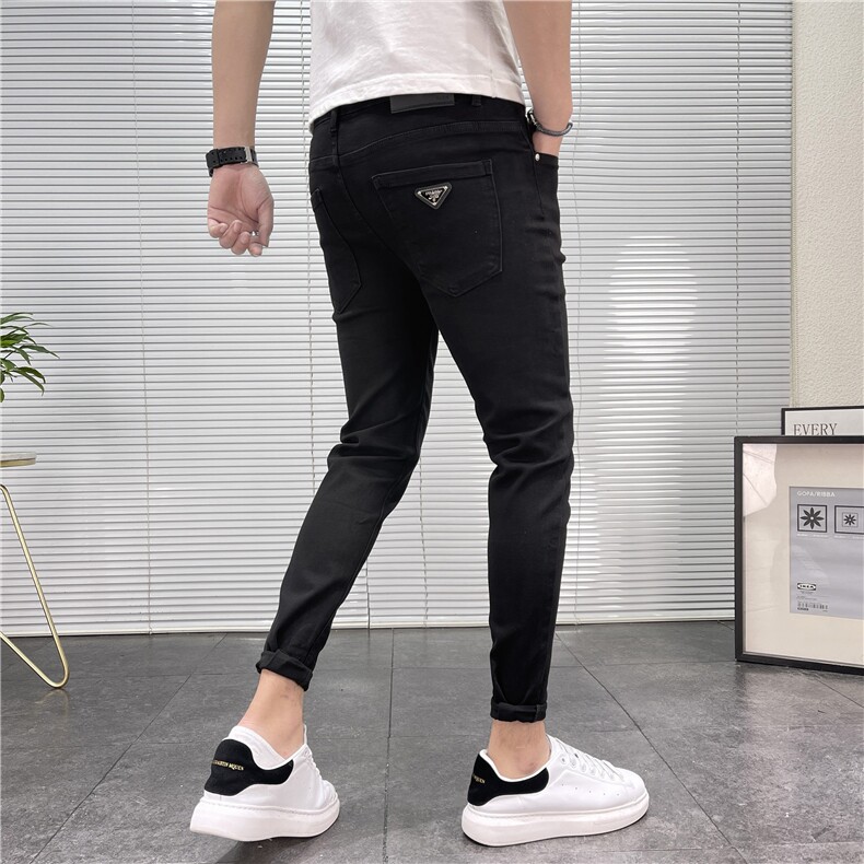 2024春秋季新款潮流时尚百搭黑色修身小脚牛仔裤男D311W6561P78，男装牛仔裤，电商D311