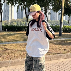 抖音得物品质二开240克宽松纯棉美式潮牌插肩三杠织带短袖T恤，男装T恤，电商A486-1