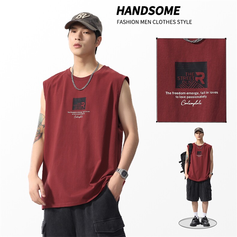 限价69】2026新款凉感背心男士夏季宽松运动无袖t恤潮薄健身坎肩，男装背心/马甲，电商D215