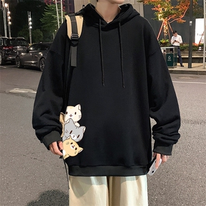 WY2164-P35 加绒款-P40 纯棉连帽卫衣男大码运动帽衫宽松薄外套男图片