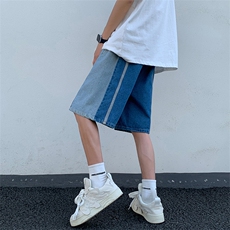 刺绣拼色高街牛仔裤X3052-TP40控价58夏季宽松百搭休闲五分裤男，男装休闲裤，电商A102-1
