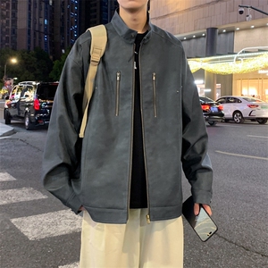 夜景机动皮衣美式潮牌骑行服皮夹克外套光板二开A406 JK193 特P85图片