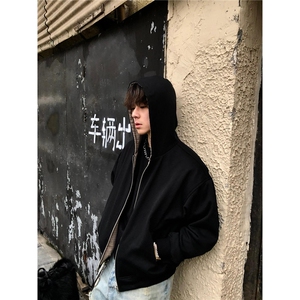 网图秋冬 双面穿千鸟格拉链连帽开衫情侣卫衣男女外套 H1130图片