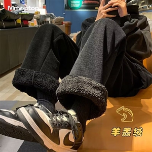 棕色裤子男女冬季2025新款高腰直筒微喇卫裤宽松休闲阔腿裤图片